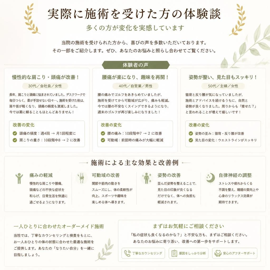 5. 施術後の変化と体験談