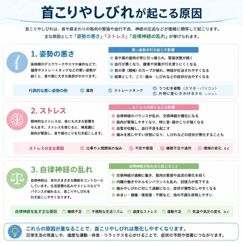 首こり・しびれの主な原因